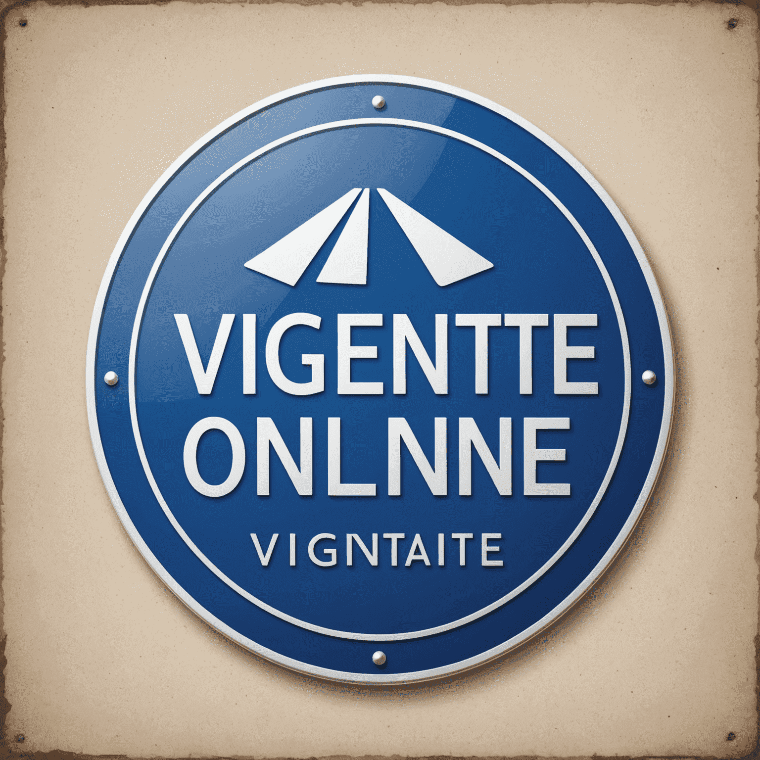 Vignette-online Logo: Ein stilisiertes Autobahnschild mit dem Text 'Vignette-online' in Highway Blue