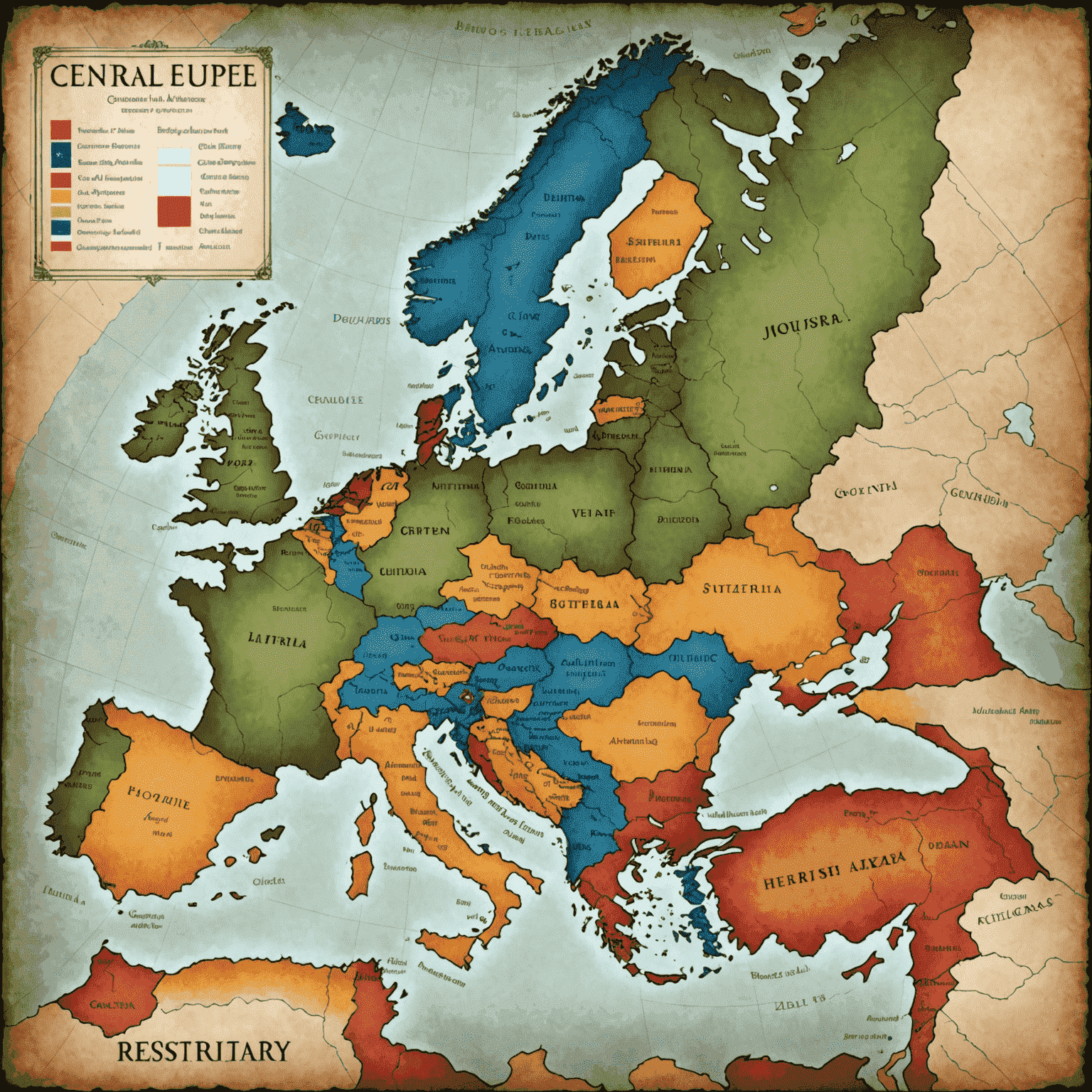 Eine Karte Mitteleuropas mit Deutschland im Zentrum, umgeben von Österreich, der Schweiz und der Tschechischen Republik, mit Vignettensymbolen für jedes Land